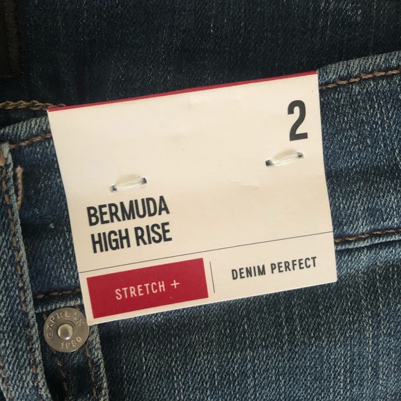 Express High Waisted Denim Bermuda Jean Shorts - Picture 4 of 9